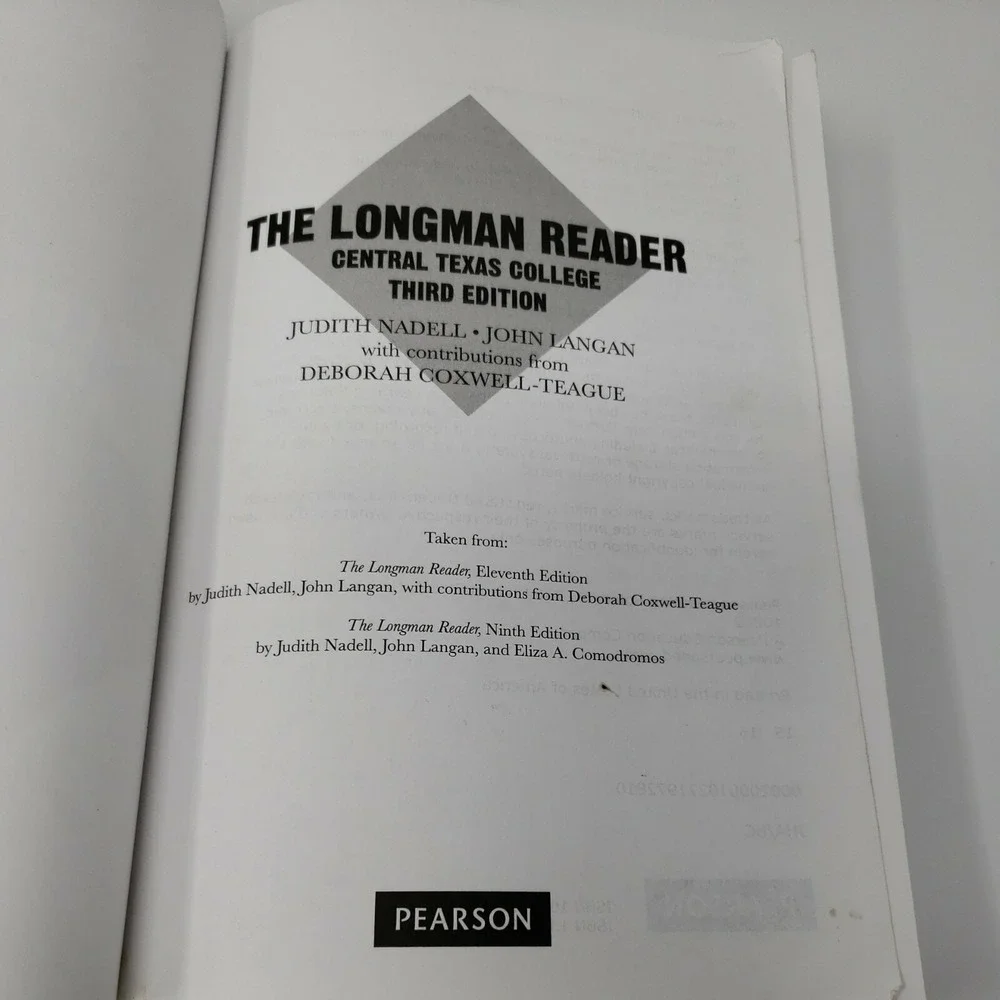 The Longman Reader Third Edition CTC By Judith Nadell and John Langan Great Cond
